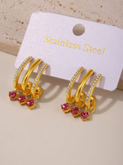 Tassel Zircon Earrings – Elegant Stainless Steel Dangle Earrings for Women