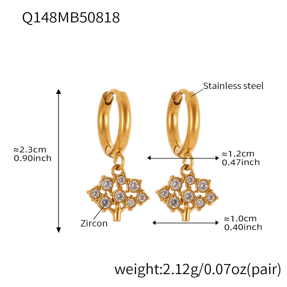 Stainless Steel Zircon Hoop Earrings Set – Creative Fashion Huggie Hoop Dangle Earrings | High-Quality Plated Jewelry