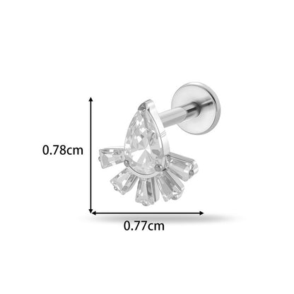 G23/F136 Titanium Zircon Piercing Studs | Internally Threaded Lip Labret & Cartilage Jewelry for Sensitive Skin
