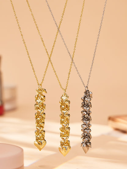 Stainless Steel Heart Tassel Jewelry Set – Dainty Heart Drop Earrings & Matching Necklace | Hypoallergenic, Colorfast, Trendy Gift Set