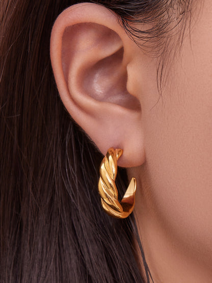 Stainless Steel Spiral Drop Earrings with Enamel Drip – Modern Colorful Twist Hoop Earrings for Women | WANTI Jewelry