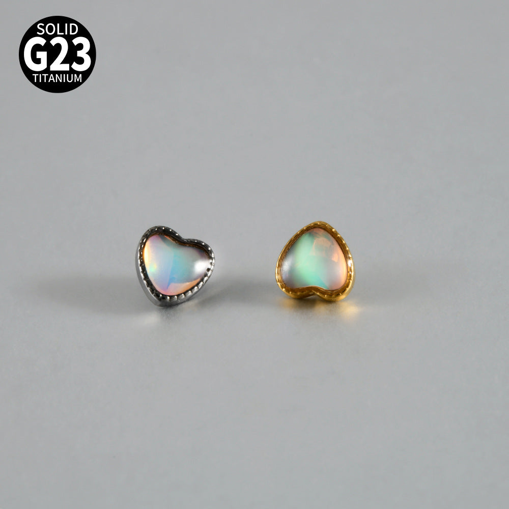 ASTM F136 Titanium Heart Mother of Pearl Dermal Top – Internally Threaded Micro Dermal Replacement for Collarbone & Surface Piercing