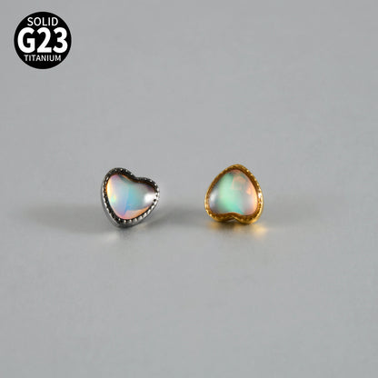 ASTM F136 Titanium Heart Mother of Pearl Dermal Top – Internally Threaded Micro Dermal Replacement for Collarbone & Surface Piercing