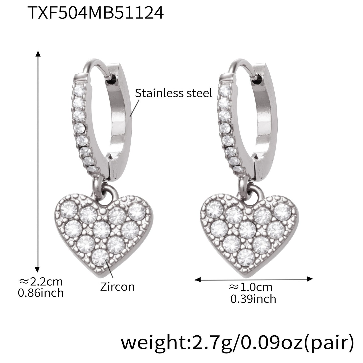 Hollow Heart Zircon Stainless Steel Necklace Bracelet Anklet Earrings – Minimalist Romantic Jewelry Set