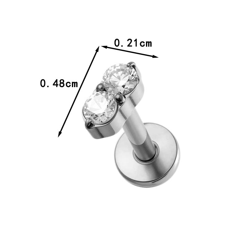 G23 Titanium Piercing with Zirconia - Flat Back Lip, Cartilage & Helix Stud | Push Pin Design
