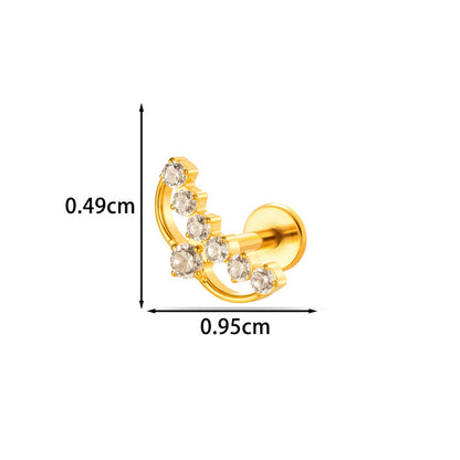 G23/F136 Titanium Internal Thread Lip & Cartilage Moon Stud