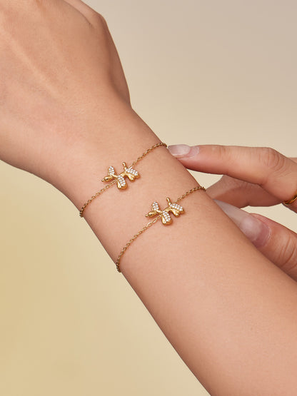 Cute Dog Zircon Jewelry Set – Stainless Steel Necklace Bracelet Earrings | Fashion Accessories Gift Set