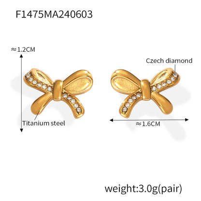 Stainless Steel Butterfly Earrings Rhinestone & Glass Stone Fashion Earrings