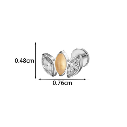 G23/F136 Titanium Marquise CZ Leaf Internal Thread Flat Back Piercing Jewelry – 7 Styles
