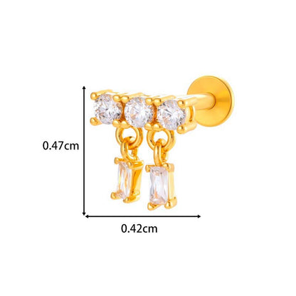 Titanium Internally Threaded  CZ Cartilage Stud – Hypoallergenic Piercing Jewelry