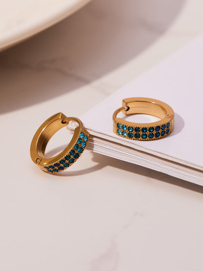 Colorful Zircon U-Shaped Hoop Earrings Set – Stainless Steel Hypoallergenic Minimalist Jewelry for Women | Trendy Fashion Earrings by WANTI Jewelry