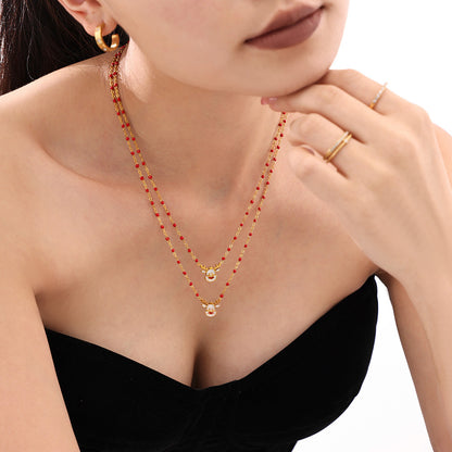 Gold Stainless Steel Christmas Necklace Collection | Reindeer, Tree, Bell, Sock, and Gift Box Oil Drop Zircon Pendants