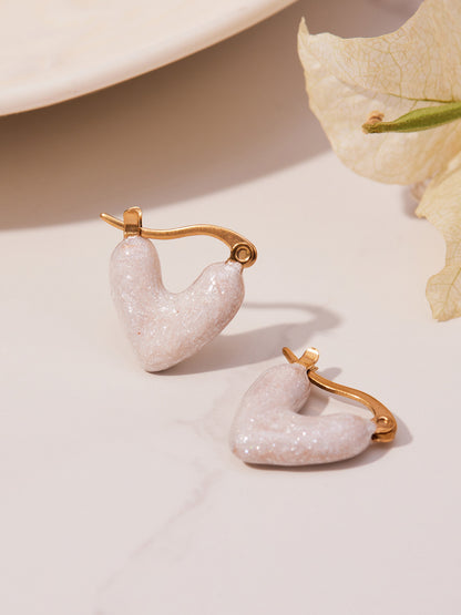 Stainless Steel Heart Enamel Drop Earrings – Colorful High-End Fashion Jewelry for Women