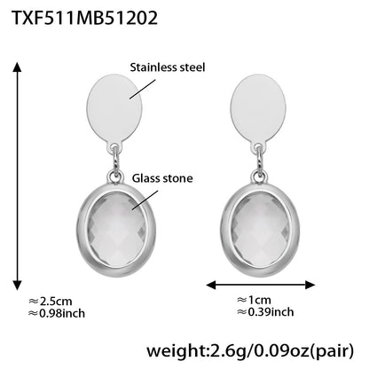 Candy Color Oval Glass Stone Necklace, Bracelet & Earrings Set – Stainless Steel | Fashion Jewelry | Colorful Minimalist Accessories