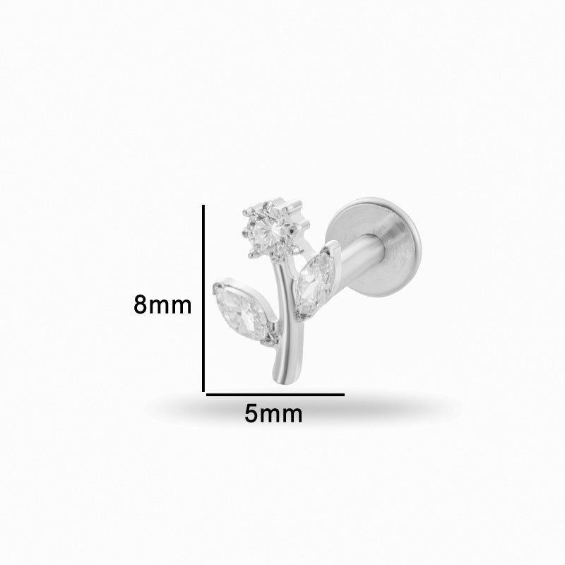 G23/F136 Titanium Zircon Lip & Cartilage Piercing Jewelry | Internally Threaded Studs | Fashionable & Hypoallergenic