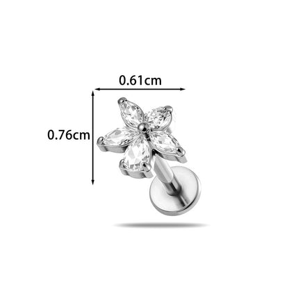 Titanium Labret Stud for Lip & Cartilage Piercing – CZ Flat Back Jewelry (Implant Grade ASTM F136)