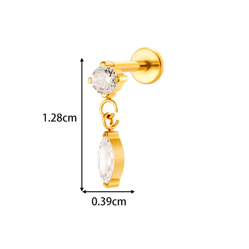 Implant Grade ASTM F136 Titanium Threadless Push Pin Sun Zircon Flat Back Stud | Geometric Helix Cartilage Tragus Lip Piercing Jewelry