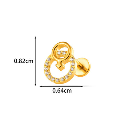 G23/F136 Titanium Internal Thread Lip & Cartilage Studs – Heart, Cross & 10 Classic Designs | Gold & Silver