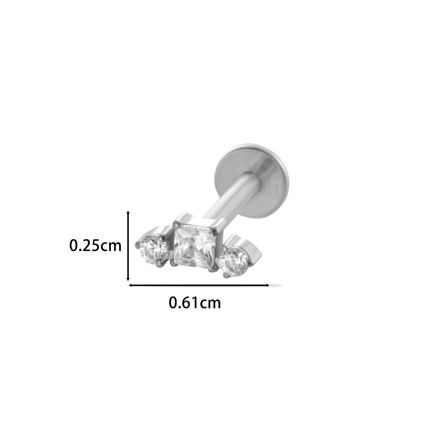 F136 Titanium Butterfly Star Moon Lip & Cartilage Stud with CZ | Internally Threaded