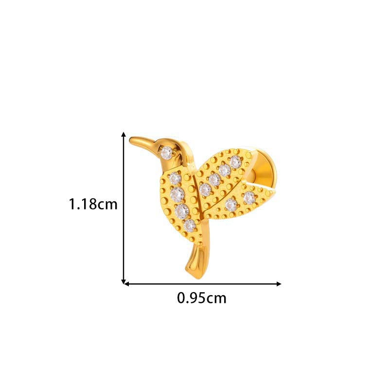 Titanium Screw‑In Flat‑Back Stud with Zircon – Hypoallergenic Piercing Jewelry