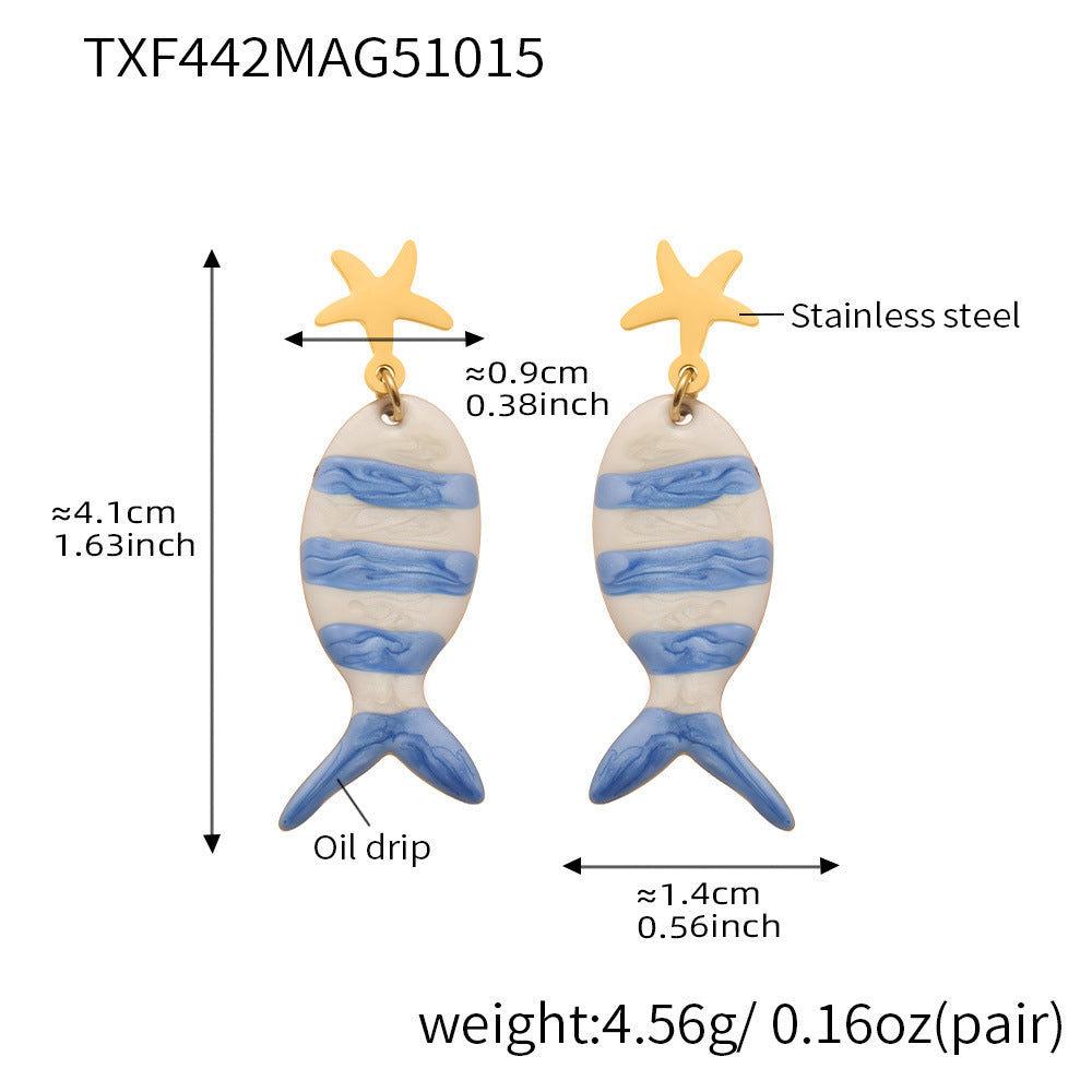 Coral Red Fish, Octopus & Turtle Pendant Jewelry Set – Stainless Steel Necklace, Bracelet, Anklet & Earrings | Trendy Ocean Style Accessories