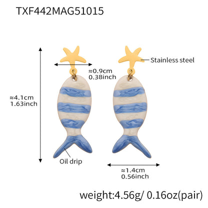 Coral Red Fish, Octopus & Turtle Pendant Jewelry Set – Stainless Steel Necklace, Bracelet, Anklet & Earrings | Trendy Ocean Style Accessories