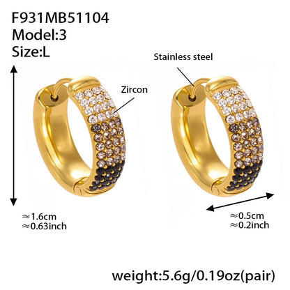 Stainless Steel Geometric Round Zircon Earrings – Multicolor Sparkle Hoop Earrings | WANTI Jewelry