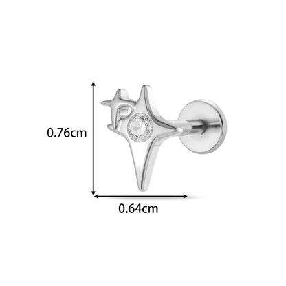 G23/F136 Titanium Internally Threaded Zircon Piercing Jewelry Lip Stud & Cartilage Earring – Elegant Sparkle Design, 1.2×8mm Rod, Gold & Silver