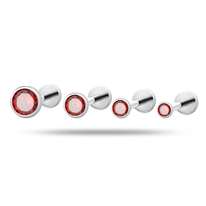 Titanium Flat Back Zircon Piercing Stud | Hypoallergenic Threaded Cartilage Earring