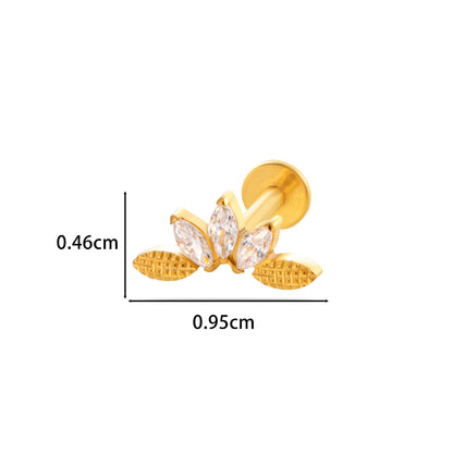 F136 Titanium Internally Threaded Zircon Labret Stud | High-End Flat Back Cartilage Piercing Jewelry