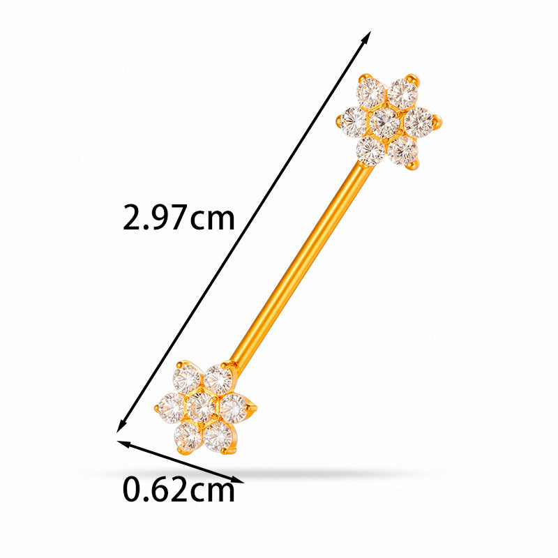 G23 Titanium Nipple Ring with CZ Gem | F136 Implant Grade Barbell Piercing Jewelry