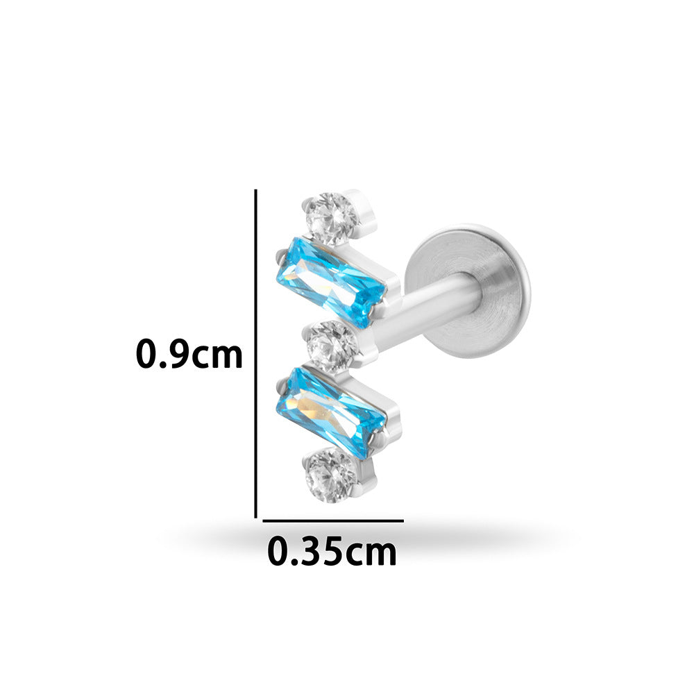 F136 Titanium Internally Threaded Zirconia Teardrop Cartilage Stud – Hypoallergenic Ear Piercing Jewelry