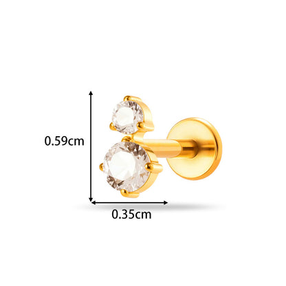 Implant Grade ASTM F136 Titanium Threadless Push Pin Zircon Flat Back Stud | Minimal Helix Cartilage Tragus Lip Piercing Jewelry