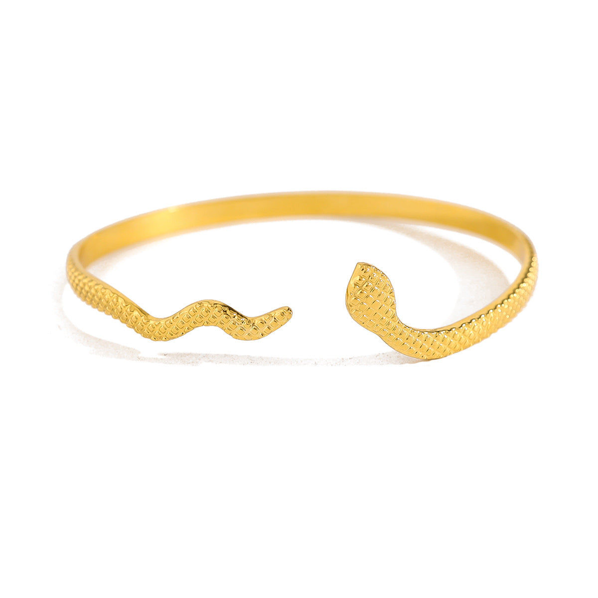 18K Gold-Plated Stainless Steel Zircon Snake Cuff Bracelet | Elegant Serpentine Bangle