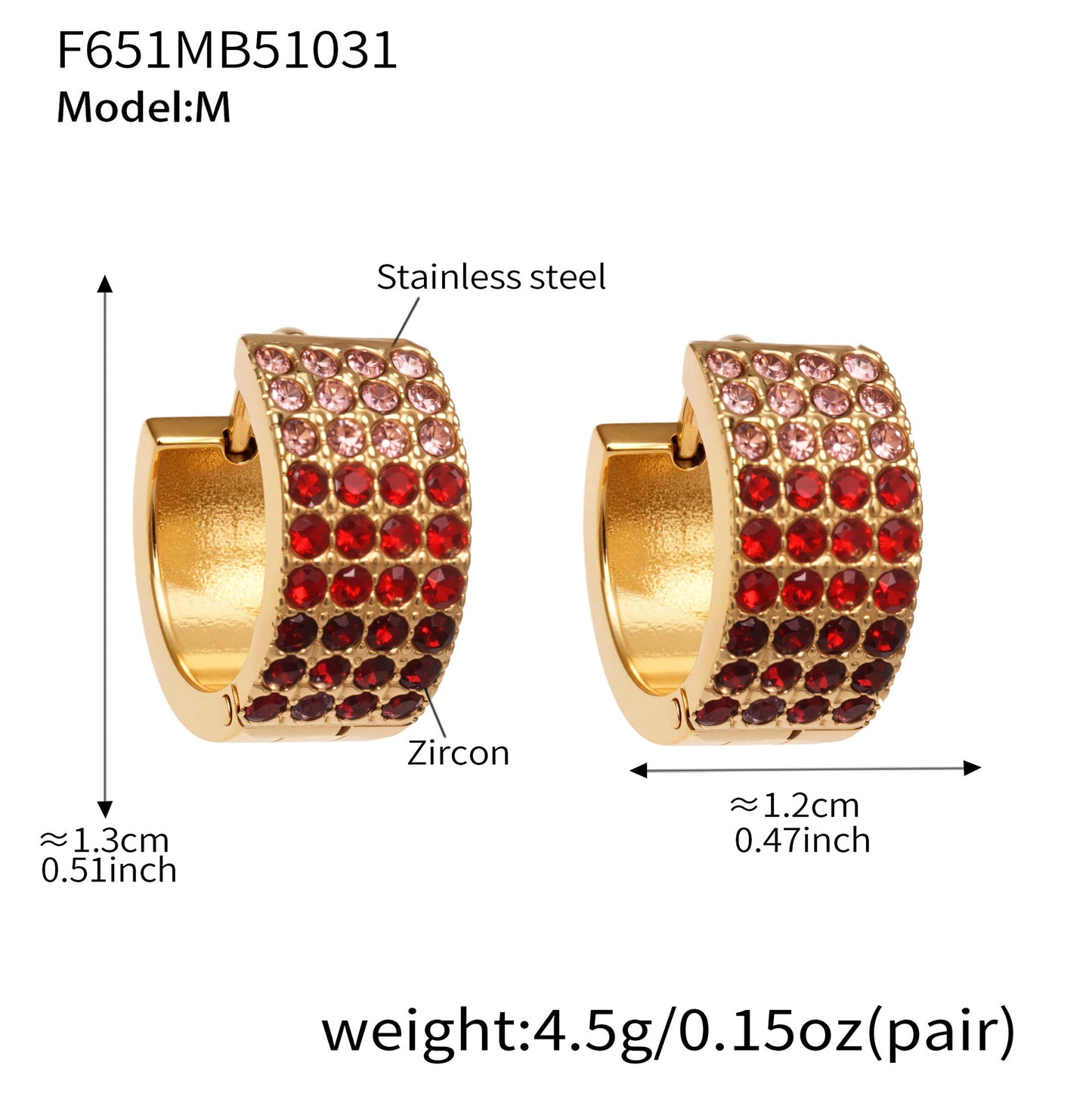 Stainless Steel Colorful Zircon Round Hoop Earrings Set – Modern Minimalist Retro Luxury Hoops