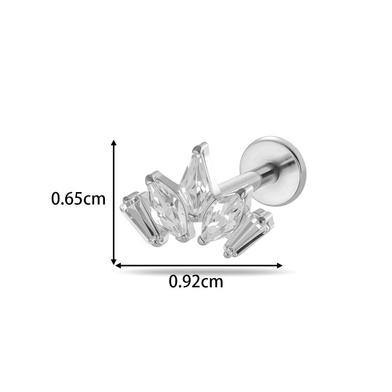 G23/F136 Titanium CZ Labret Studs | Internally Threaded Flat Back Lip & Cartilage Piercing Jewelry