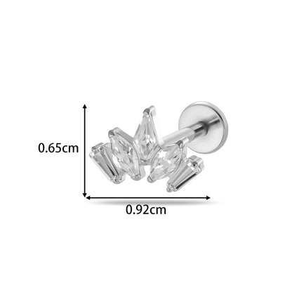 G23/F136 Titanium CZ Labret Studs | Internally Threaded Flat Back Lip & Cartilage Piercing Jewelry