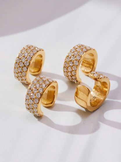 Stainless Steel Zircon Ear Cuff | Gold / Silver Single Clip-On Earring