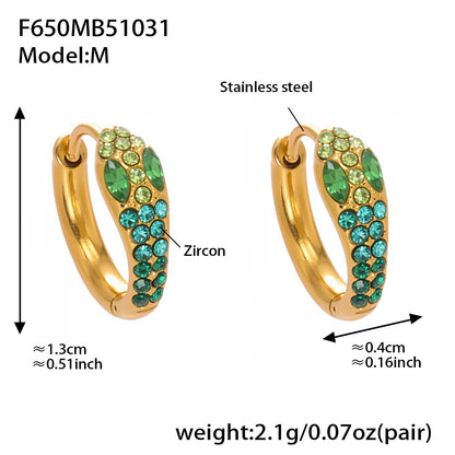 Colorful Zircon Snake Hoop Earrings | Stainless Steel Serpent Earrings Set – WANTI Jewelry