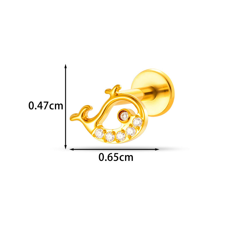 Implant Grade G23 ASTM F136 Titanium CZ Labret Stud | Internal Thread 16G Flat Back Lip & Cartilage Earring