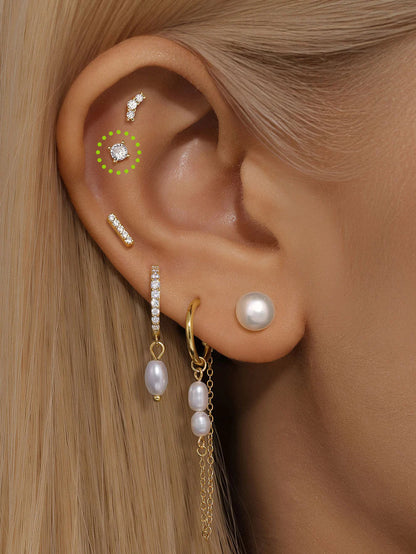 14K Gold Four-Claw Zircon Stud Earrings – Dainty, Hypoallergenic & Everyday Ready