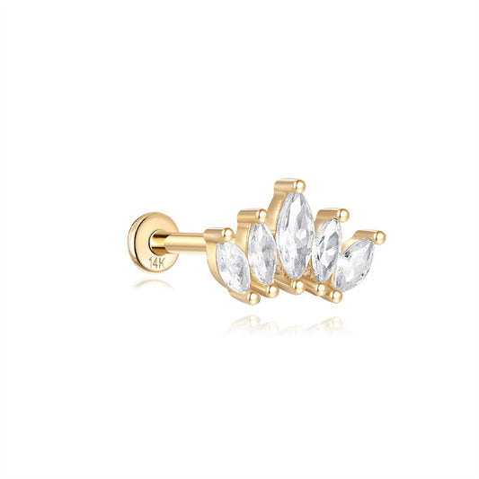 14K Gold Marquise Zircon Cluster Stud Earrings – Delicate, Hypoallergenic & Eye-Catching