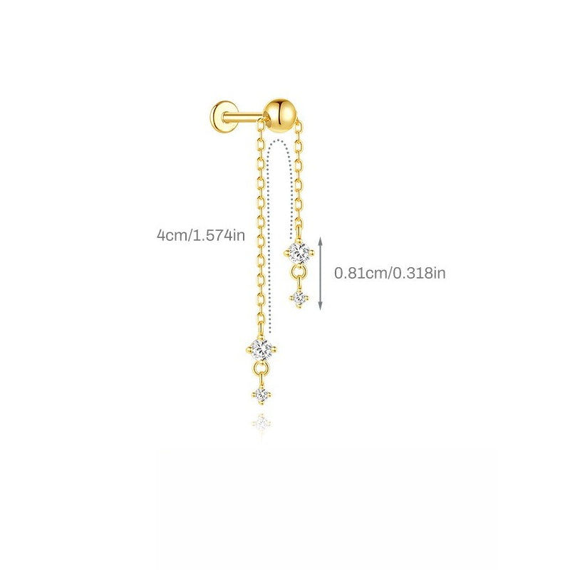 ASTM F136 Zircon classic tassel chain hidden cartilage piercing earrings
