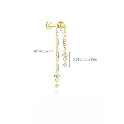 ASTM F136 Zircon classic tassel chain hidden cartilage piercing earrings