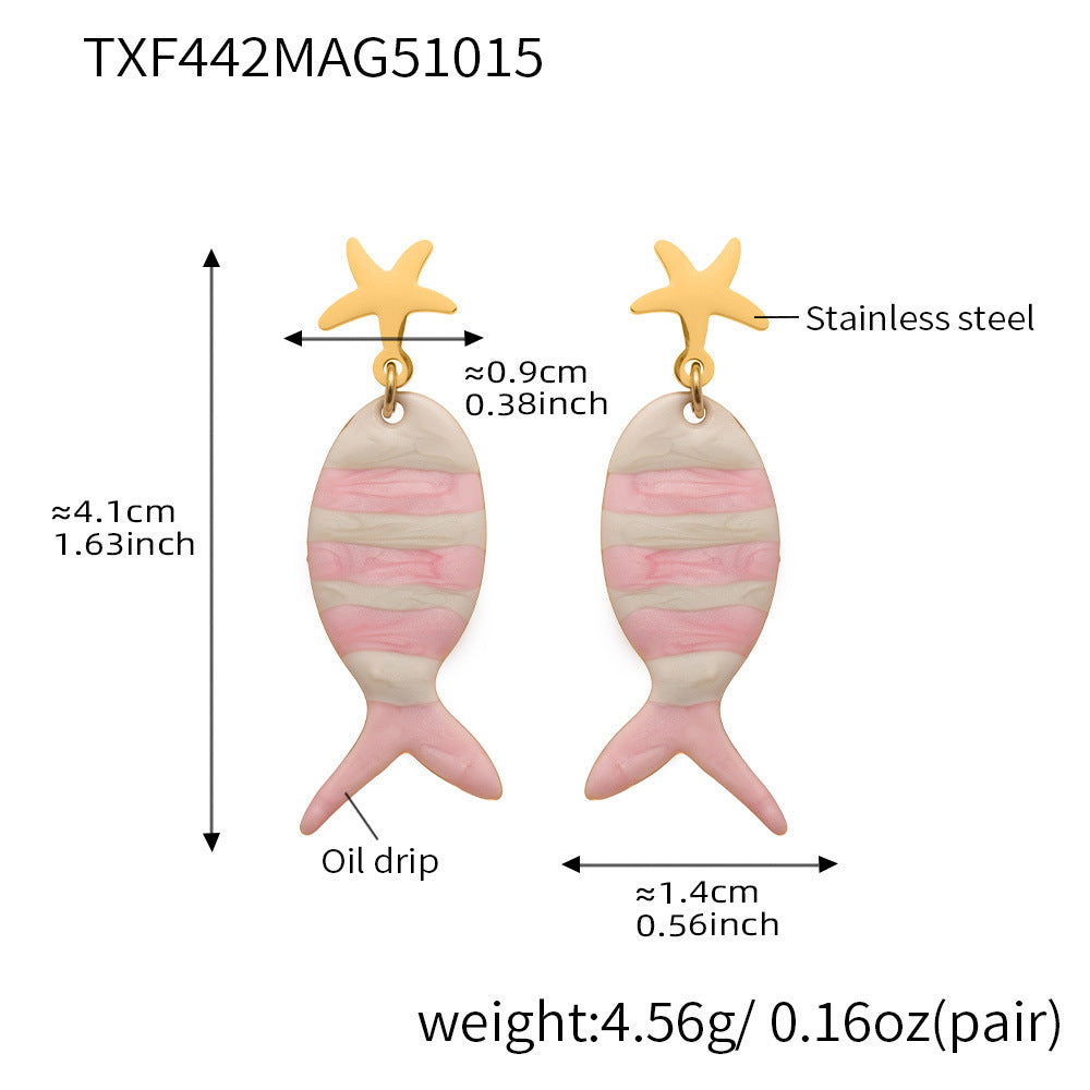 Coral Red Fish, Octopus & Turtle Pendant Jewelry Set – Stainless Steel Necklace, Bracelet, Anklet & Earrings | Trendy Ocean Style Accessories