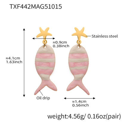 Coral Red Fish, Octopus & Turtle Pendant Jewelry Set – Stainless Steel Necklace, Bracelet, Anklet & Earrings | Trendy Ocean Style Accessories