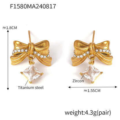 Stainless Steel Butterfly Earrings Rhinestone & Glass Stone Fashion Earrings
