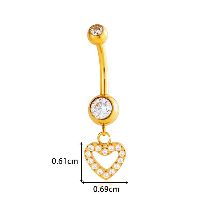 G23/F136 Titanium Internally Threaded Dangle Navel Ring with Zircon Charms — Butterfly, Moon, Flower, Heart & Snake Designs | Hypoallergenic Belly Button Piercing Jewelry