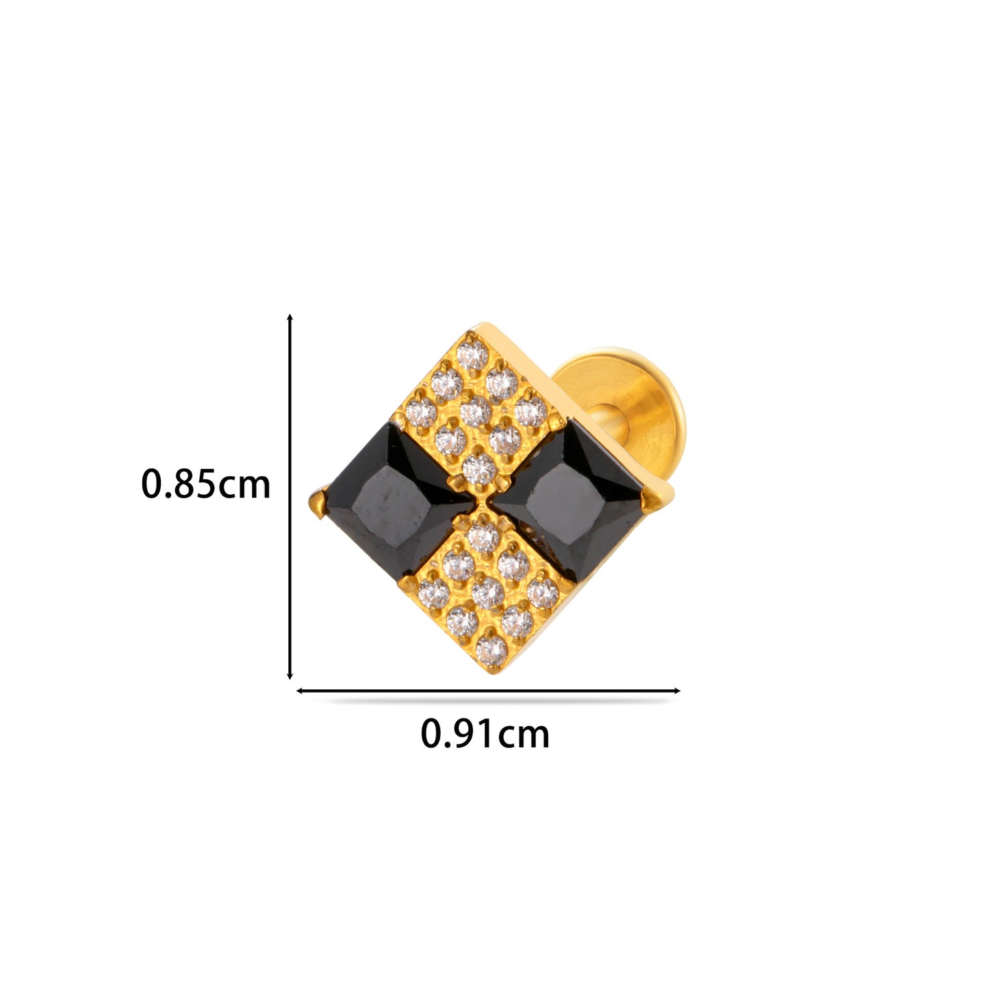 F136 Titanium Zircon Labret Studs | Internally Threaded Cartilage Piercing Jewelry in Gold & Silver