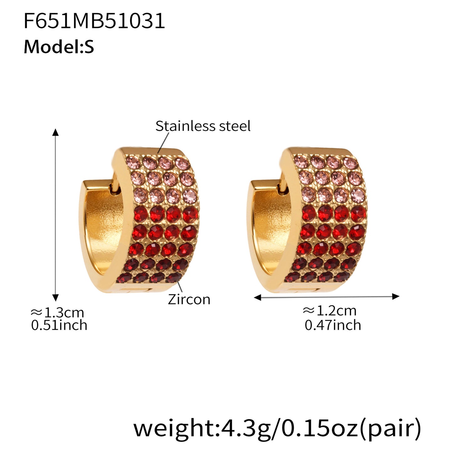 Stainless Steel Colorful Zircon Round Hoop Earrings Set – Modern Minimalist Retro Luxury Hoops